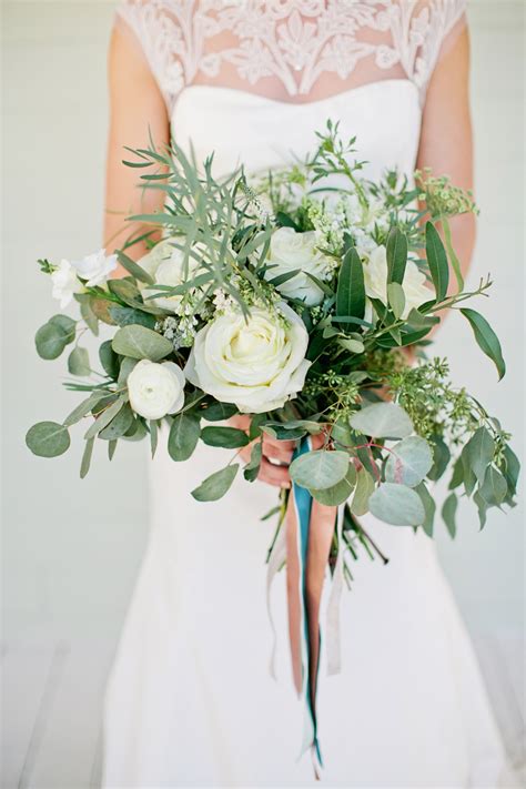 White Rose And Greenery Bouquet Elizabeth Anne Designs