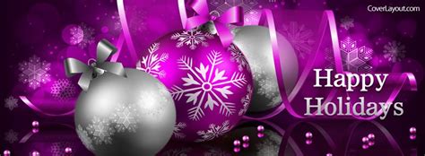 Happy Holidays Ornaments Purple Facebook Cover Christmas Facebook