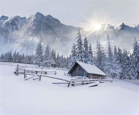 Schneebedeckte Hütte