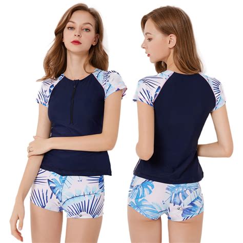 Two Piece Swimsuit For Women Blue Bathing Suit Set Rashguard Wetsuitsbuy Com