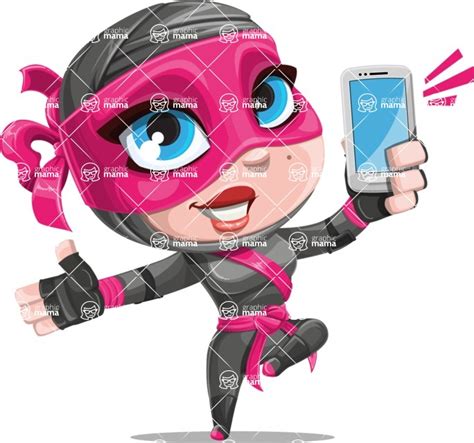 Cute Ninja Girl Cartoon Vector Character Aka Hiroka Smartphone