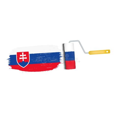 Brush Stroke With Slovakia National Flag Isolated On A White Background