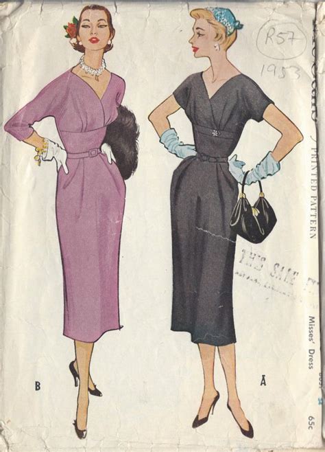 1953 Vintage Sewing Pattern B34 Dress R57 The Vintage Pattern Shop