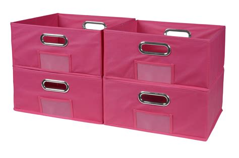 Collapsible Home Storage Set Of 4 Foldable Fabric Low Storage Bins