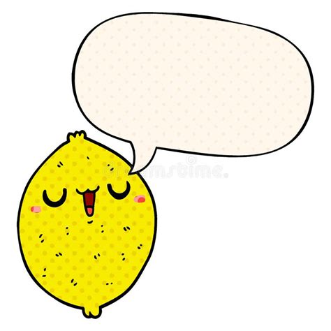 A Creative Cartoon Happy Lemon And Speech Bubble In Comic Book Style