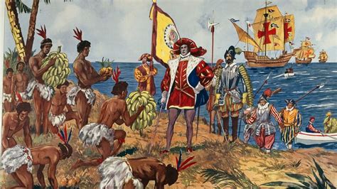 Columbus Landing In The New World Pinturas Antiguas Conquistador