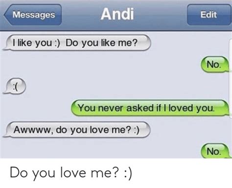 andi edit messages i like you do you like me no you never asked if i loved you aw do you