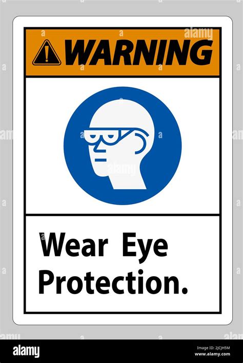 Warning Sign Wear Eye Protection On White Background Stock Vector Image