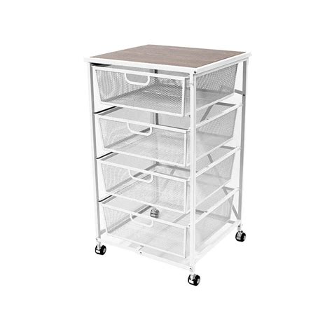 Origami Folding Wheeled Portable Home 4 Pull Out Drawer Storage Cart