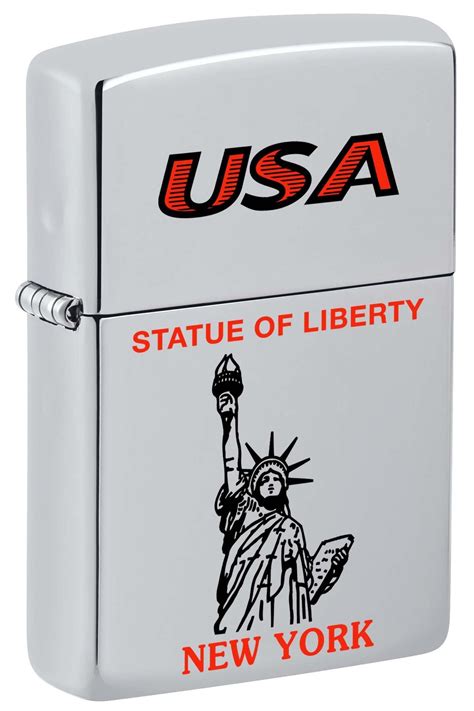 Zippo Lighter Usa Statue Of Liberty New York High Polish Chrome 811