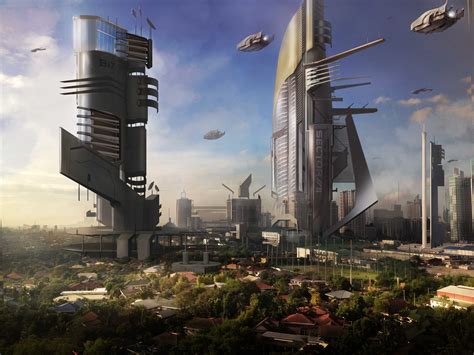 By Christian Quinot Futuristic City Fantasy City Sci Fi Concept Art