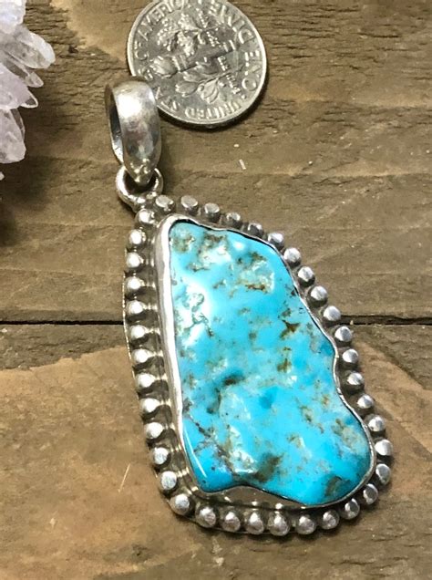 Natural Turquoise Pendant Handmade Jewelry Pendant Solid 925 Sterling