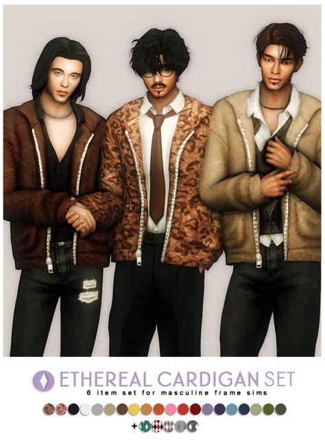 Ethereal Cardigan Set Redux Nucrests On Patreon Sims Sims 4 Male