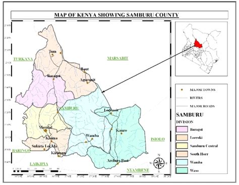 The Map Of Kenya Showing The Location Of Samburu County And Its