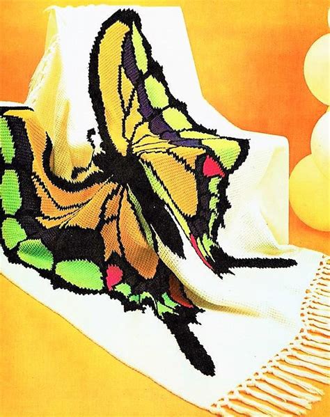 Vintage Crochet Pattern Butterfly Afghan PDF Instant Digital Etsy
