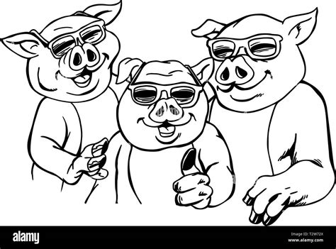 Cool Pigs Cartoon Vector Illustration Stock Vector Image And Art Alamy