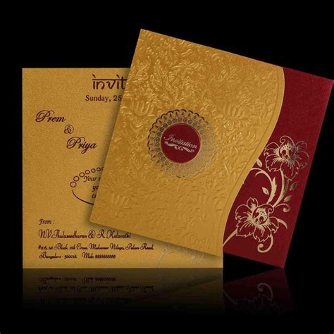 Elegant Gold And Maroon Color Multi Religious Wedding Invitation Card KNK