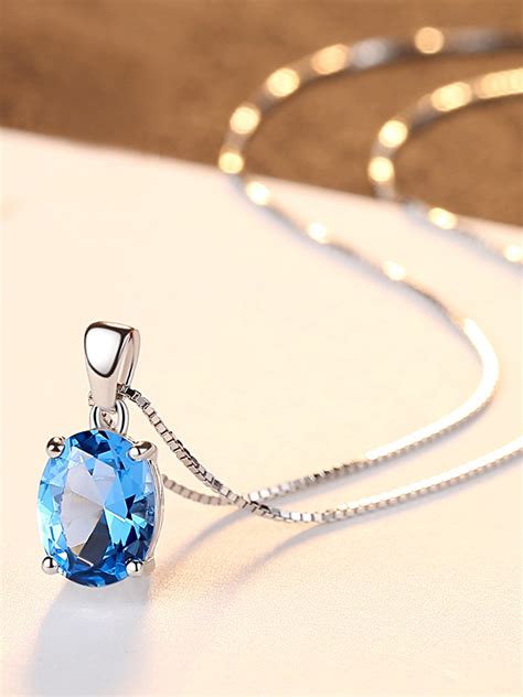 Sterling Silver Sky Blue Semi Precious Stones Minimalist Necklace