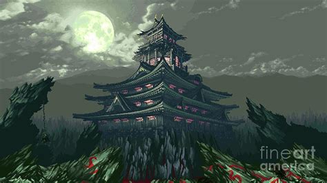 Black Temple Illustration Pixel Art Pixels 8 Bit Rock Asian