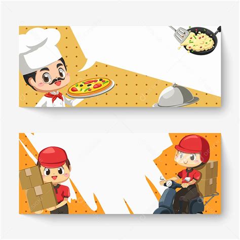 Banner Horizontal Do Chef Segurando Bandeja De Pizza E Carteiro