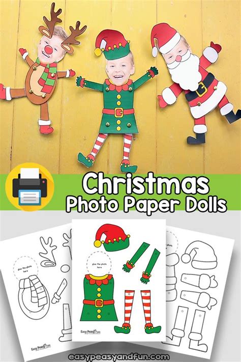 Christmas Photo Paper Dolls With Santa Claus And Elves