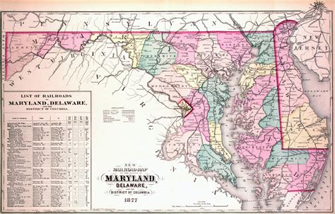 Large Detailed Old Administrative Map Of Maryland And Delaware With Railroads Maryland