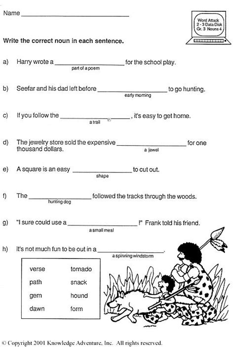 Year comprehension worksheets worksheet ideas incredible growing jacket second grade reading. Nounorama: Word Usage - Third Grade Vocabulary Activity - JumpStart | reading comprehension ...