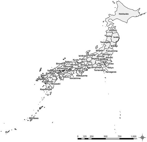 Blank Map Japan Prefectures