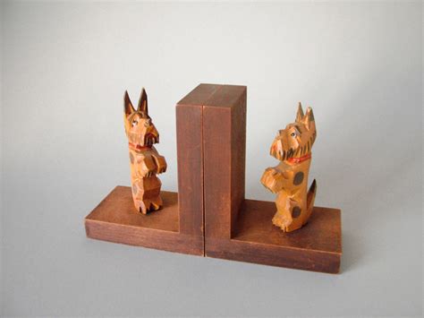 2 Lovely Vintage Midcentury Modern Wooden Hand Carved Dog Etsy Dog