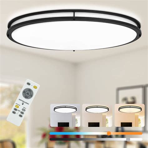 Dllt 65w Dimmable Led Flush Mount Ceiling Light With Remote 32 Oval
