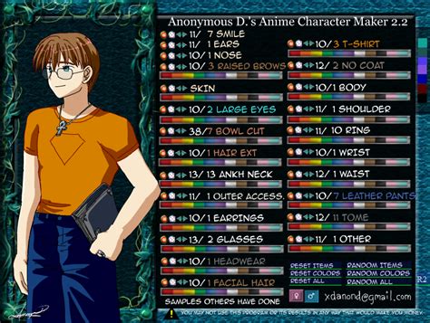You can click on the random avatar button to get a quick random character. Anime Character Maker 2-Me! :D by 17chrisjenkins on DeviantArt