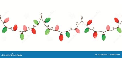 Vector Red Green Holiday Christmas New Year Intertwined String Lights