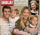 Álvaro Morata y Alice Campello con sus tres hijos