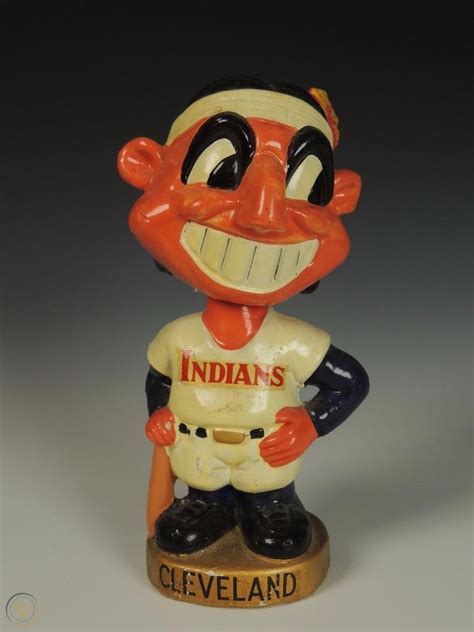 Vintage 1967 Cleveland Indians Chief Wahoo Gold Base Bobblehead