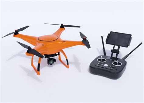 3d Model Drone With Remote Control Vr Ar Low Poly Cgtrader