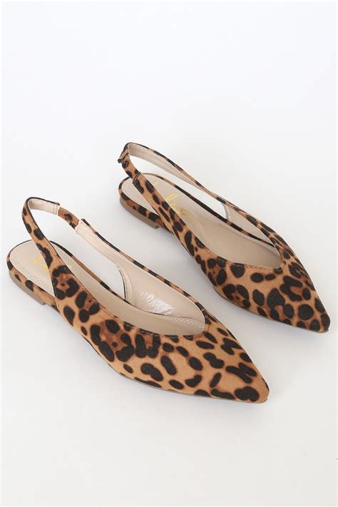 Chic Leopard Print Flats Pointed Toe Flats Slingback Flats