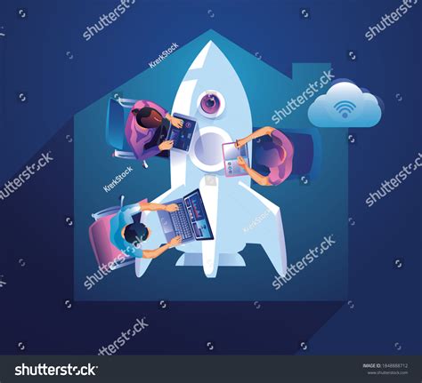 Business Startup Launching Product Rocket Concept Stock Vector Royalty