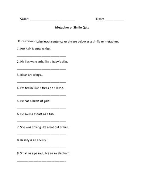 Use this worksheet when teaching your class about metaphors. What Is A Metaphor Math Worksheet Answer Key - what is a ...