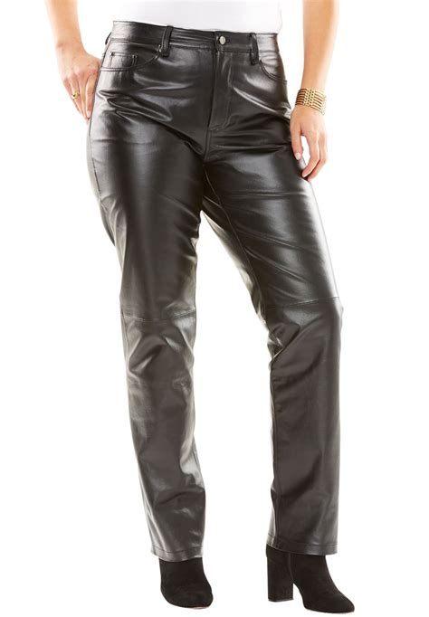 Buy Cheap Jessica London Womens Straight Leg Leather Pants Clothes