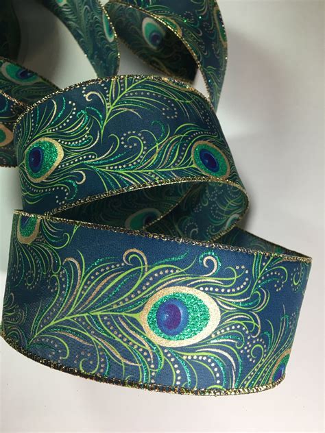 25 Wide Teal Blue Peacock Ribbon 10 Yards Wired Etsy