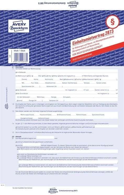 Jedes jahr werden unzählige mietverträge geschlossen. Einheitsmietvertrag für Wohnungen und Häuser | 2873 ...