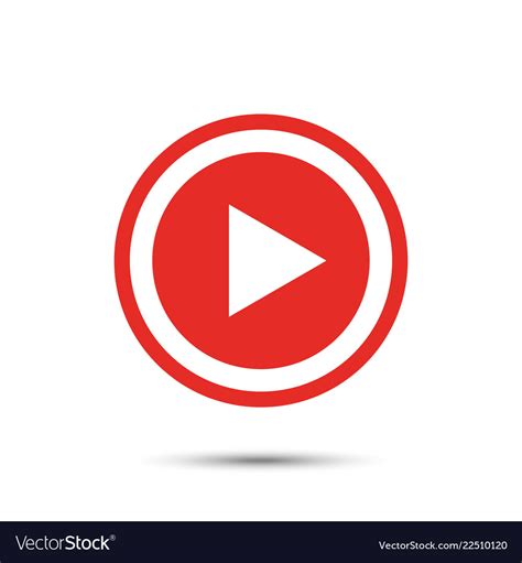 Red Play Button Icon In Flat Style With Shadow Vector Image