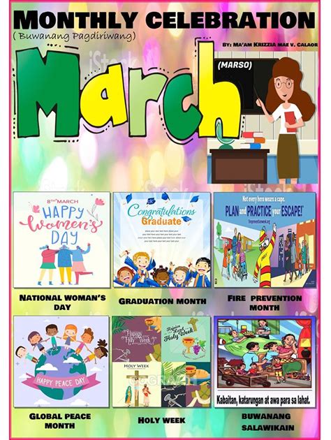 Calendar Of Monthly Celebrations