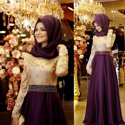 Noble Formal Evening Gown Robes Headscarf Muslim Islamic Dubai Long