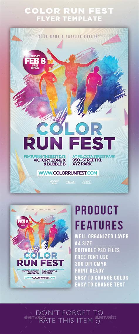 Color Run Festival Flyer Template By Adimasen Graphicriver