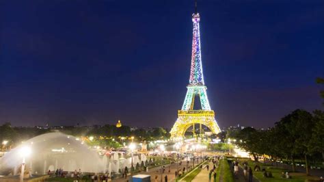 Paris Eiffel Tower Night Light Show Raw Timelapse Hd