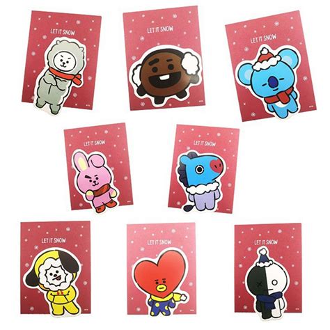 Bts Bt21 Christmas Message Card Friends New Year T Greeting Card