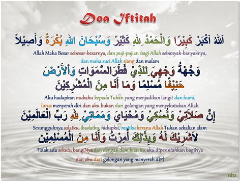Doa iftitah merupakan doa yang dibaca dalam shalat setelah takbiratul ikhram, doa iftiah hanya dibaca pada awal shalat di rakaat pertama. Cik D & Dot Dot Dot: Doa Iftitah