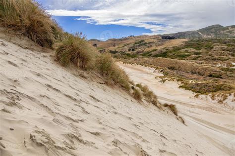 Sand Dunes At Sandfly Bay South Island New Zealand Stock Photo