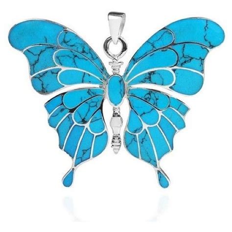 AeraVida Gorgeous Big Butterfly Inlaid Blue Turquoise Sterling Silver